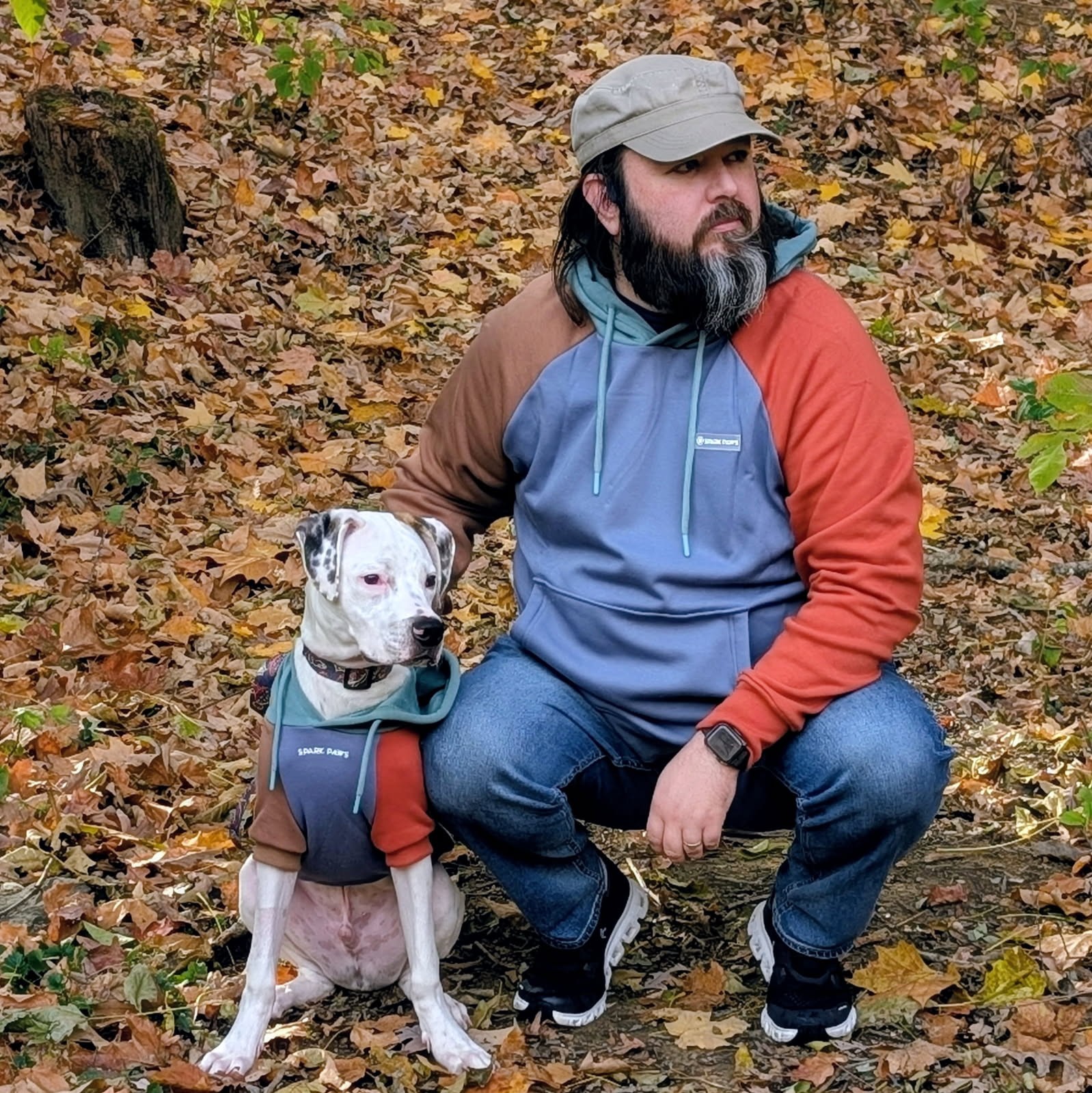 Brian Boatman outdoors with his dog